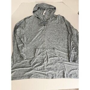 RBX Women's Heather‎ Gray Lace Up Hoodie Pocket Tunic Athletic Top Size 3X